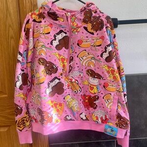 Disney Eats Pink Mickey Snacks Dole Whip Half Zip Up Hoodie Sweatshirt 3XL